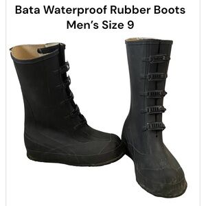 Bata Waterproof Rubber Boots Men’s Size 9, Black